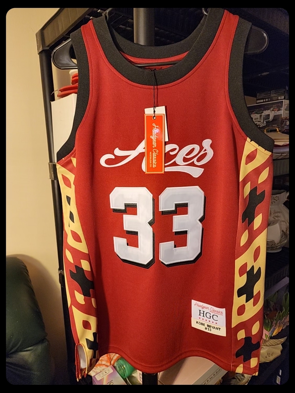 Kobe Bryant Maroon  Headgear Classics Lower Merion H S  Basketball Jersey Small.